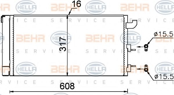 8FC 351 318-721 BEHR+HELLA+SERVICE Condenser, air conditioning