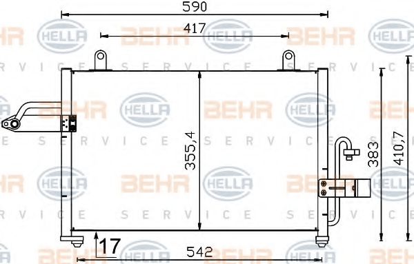 8FC 351 319-181 BEHR+HELLA+SERVICE Condenser, air conditioning