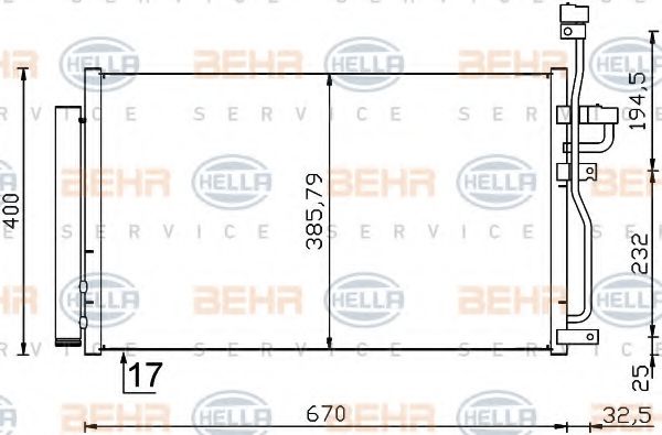 8FC 351 319-191 BEHR+HELLA+SERVICE Condenser, air conditioning