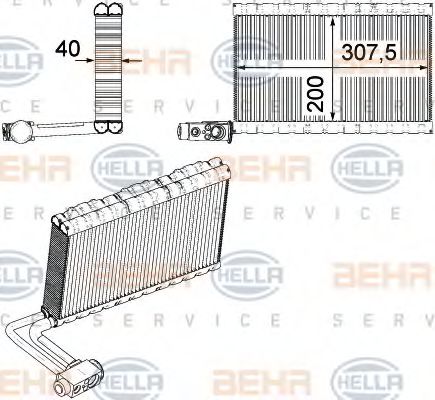 8FV 351 331-191 BEHR+HELLA+SERVICE Evaporator, air conditioning