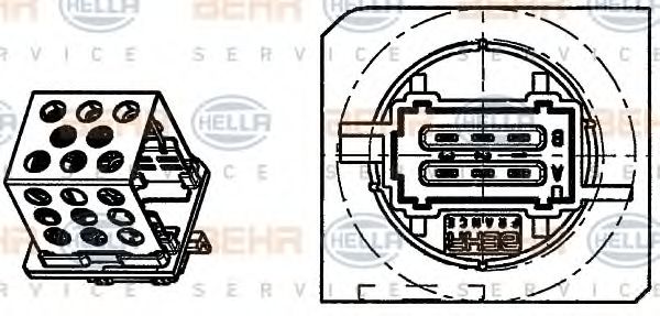 9ML 351 332-261 BEHR+HELLA+SERVICE Сопротивление, вентилятор салона