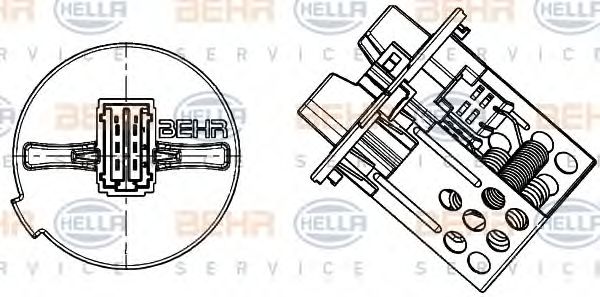 9ML 351 332-281 BEHR+HELLA+SERVICE Resistor, interior blower