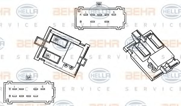 9ML 351 332-291 BEHR+HELLA+SERVICE Resistor, interior blower