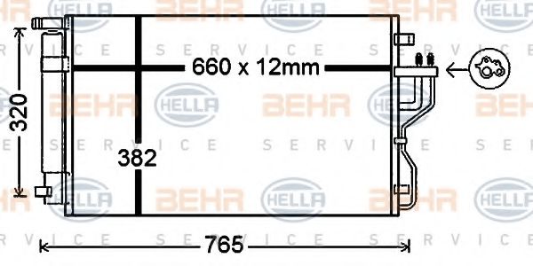 8FC 351 343-091 BEHR+HELLA+SERVICE Air Conditioning Condenser, air conditioning
