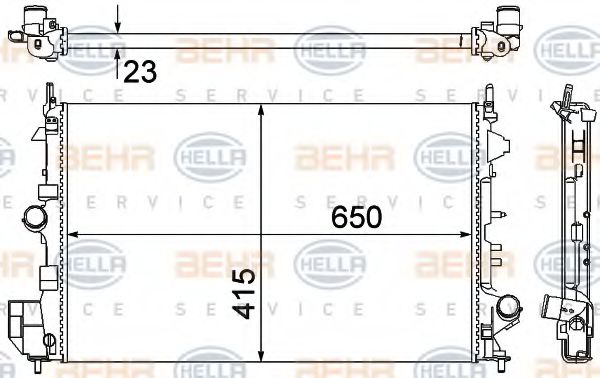 8MK 376 700-264 BEHR+HELLA+SERVICE Cooling System Radiator, engine cooling