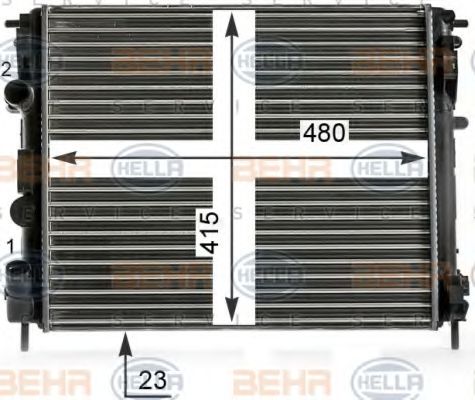 8MK 376 700-581 BEHR+HELLA+SERVICE Radiator, engine cooling