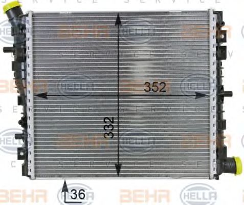 8MK 376 701-261 BEHR+HELLA+SERVICE Radiator, engine cooling