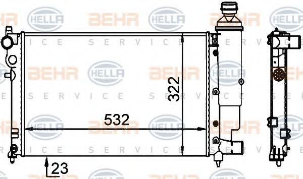 8MK 376 701-694 BEHR+HELLA+SERVICE Cooling System Radiator, engine cooling