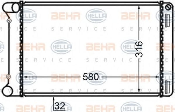 8MK 376 704-641 BEHR+HELLA+SERVICE Radiator, engine cooling