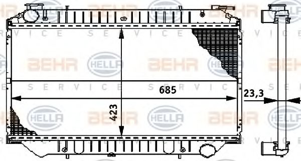 8MK 376 706-441 BEHR+HELLA+SERVICE Cooling System Radiator, engine cooling
