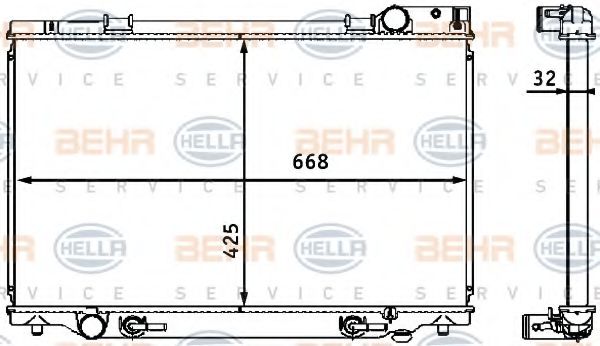 8MK 376 708-341 BEHR+HELLA+SERVICE Cooling System Radiator, engine cooling