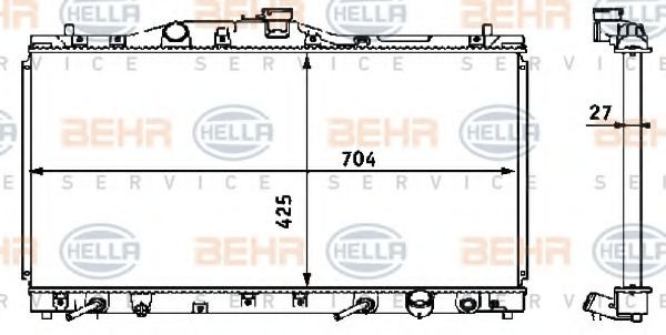 8MK 376 708-371 BEHR+HELLA+SERVICE Radiator, engine cooling