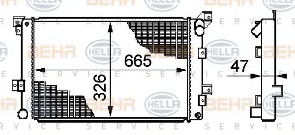 8MK 376 708-511 BEHR+HELLA+SERVICE Radiator, engine cooling
