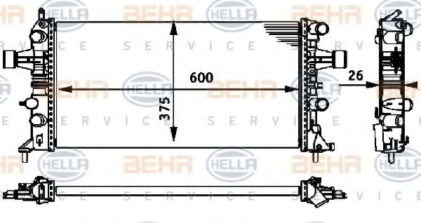 8MK 376 710-661 BEHR+HELLA+SERVICE Radiator, engine cooling