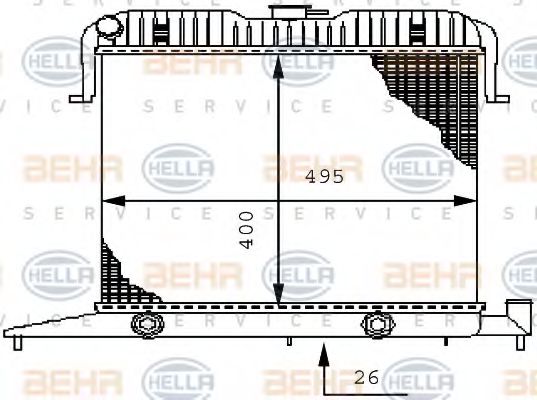 8MK 376 711-041 BEHR+HELLA+SERVICE Radiator, engine cooling
