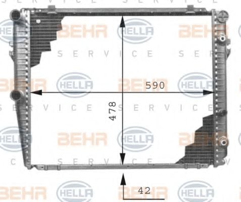 8MK 376 711-381 BEHR+HELLA+SERVICE Cooling System Radiator, engine cooling
