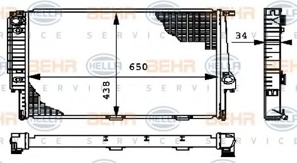 8MK 376 712-371 BEHR+HELLA+SERVICE Cooling System Radiator, engine cooling