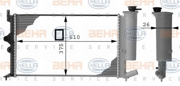 8MK 376 712-541 BEHR+HELLA+SERVICE Radiator, engine cooling
