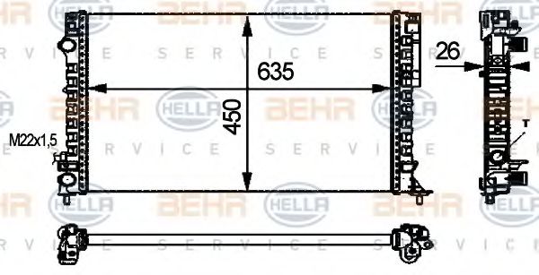 8MK 376 712-681 BEHR+HELLA+SERVICE Kühler, Motorkühlung