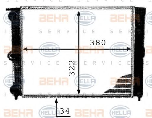 8MK 376 713-341 BEHR+HELLA+SERVICE Cooling System Radiator, engine cooling