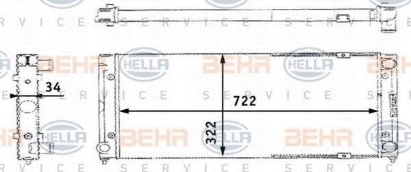 8MK 376 713-471 BEHR+HELLA+SERVICE Radiator, engine cooling