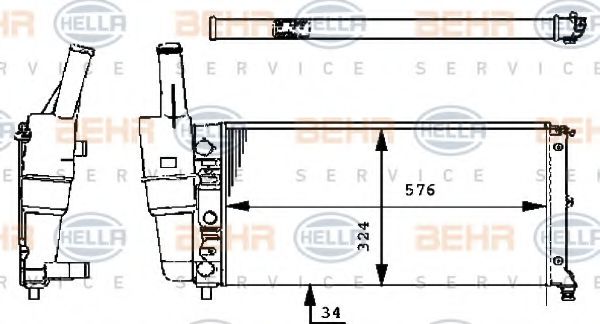 8MK 376 713-541 BEHR+HELLA+SERVICE Cooling System Radiator, engine cooling