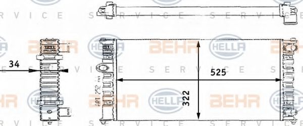 8MK 376 713-721 BEHR+HELLA+SERVICE Radiator, engine cooling