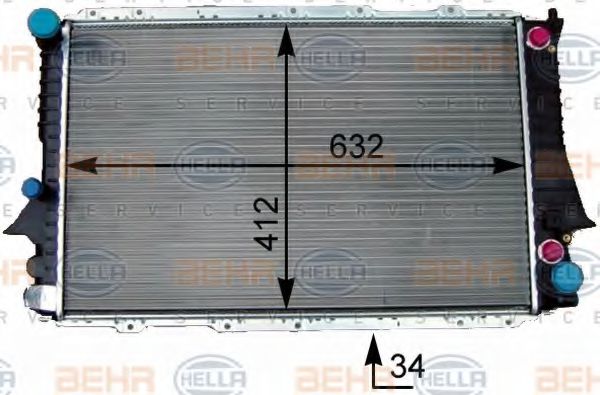 8MK 376 714-001 BEHR+HELLA+SERVICE Cooling System Radiator, engine cooling