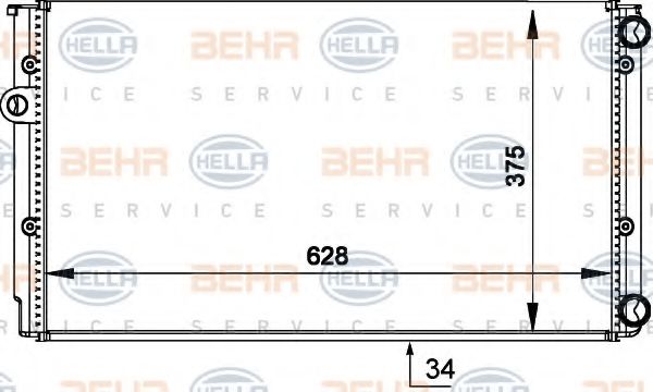 8MK 376 714-044 BEHR+HELLA+SERVICE Cooling System Radiator, engine cooling