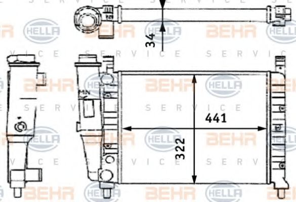8MK 376 714-051 BEHR+HELLA+SERVICE Radiator, engine cooling