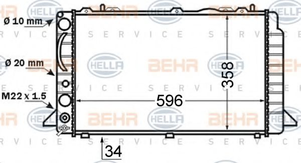 8MK 376 714-464 BEHR+HELLA+SERVICE Radiator, engine cooling