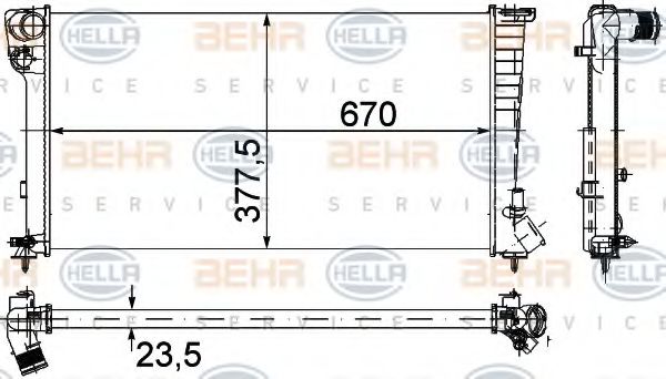 8MK 376 715-521 BEHR+HELLA+SERVICE Radiator, engine cooling