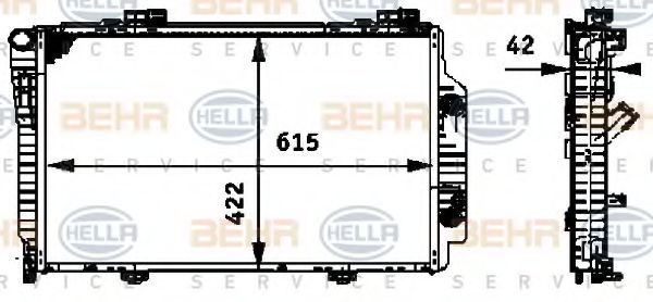 8MK 376 717-261 BEHR+HELLA+SERVICE Radiator, engine cooling