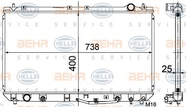 8MK 376 718-551 BEHR+HELLA+SERVICE Radiator, engine cooling