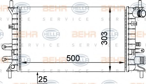 8MK 376 720-191 BEHR+HELLA+SERVICE Cooling System Radiator, engine cooling