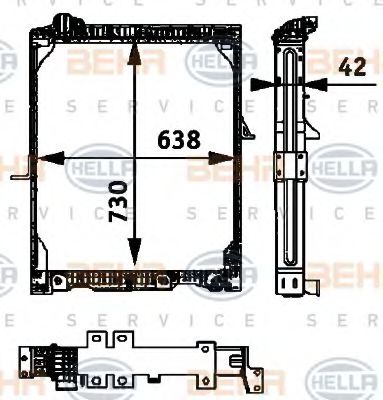 8MK 376 721-161 BEHR+HELLA+SERVICE Cooling System Radiator, engine cooling