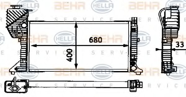 8MK 376 721-204 BEHR+HELLA+SERVICE Radiator, engine cooling