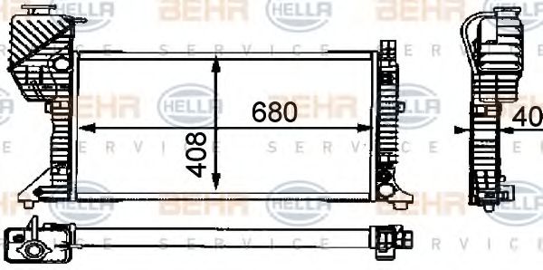 8MK 376 721-434 BEHR+HELLA+SERVICE Cooling System Radiator, engine cooling
