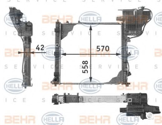 8MK 376 721-651 BEHR+HELLA+SERVICE Cooling System Radiator, engine cooling