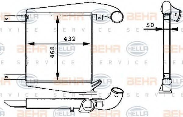 8ML 376 723-711 BEHR+HELLA+SERVICE Intercooler, charger