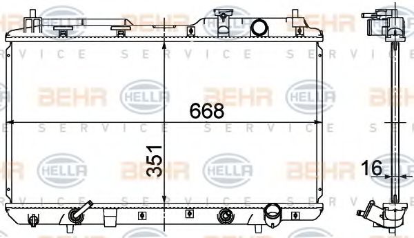 8MK 376 724-531 BEHR+HELLA+SERVICE Radiator, engine cooling