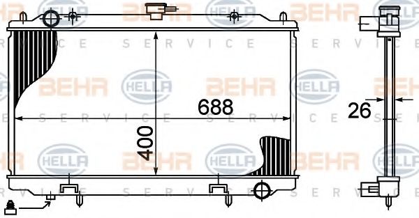 8MK 376 724-631 BEHR+HELLA+SERVICE Cooling System Radiator, engine cooling