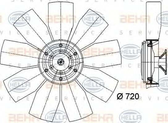 8MV 376 727-071 BEHR+HELLA+SERVICE Cooling System Fan, radiator