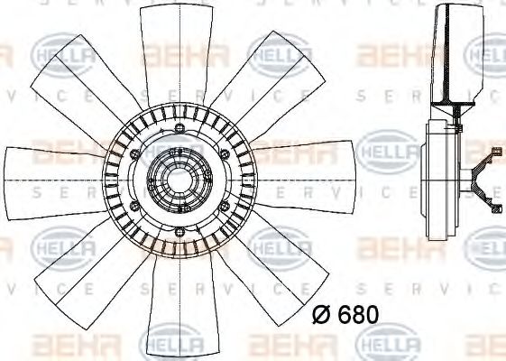 8MV 376 727-101 BEHR+HELLA+SERVICE Cooling System Fan, radiator