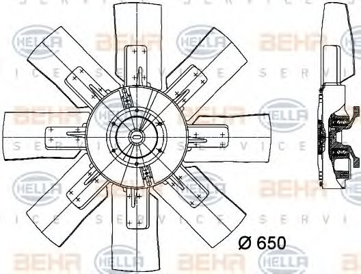 8MV 376 728-101 BEHR+HELLA+SERVICE Cooling System Fan, radiator