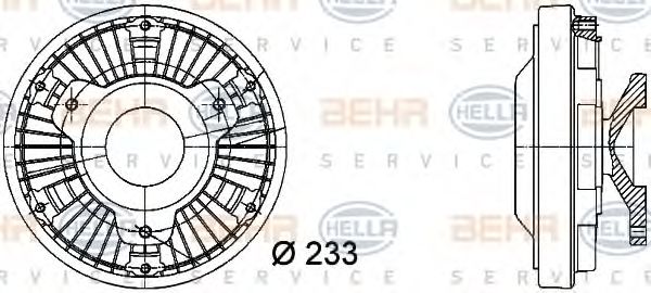 8MV 376 728-381 BEHR+HELLA+SERVICE Cooling System Clutch, radiator fan