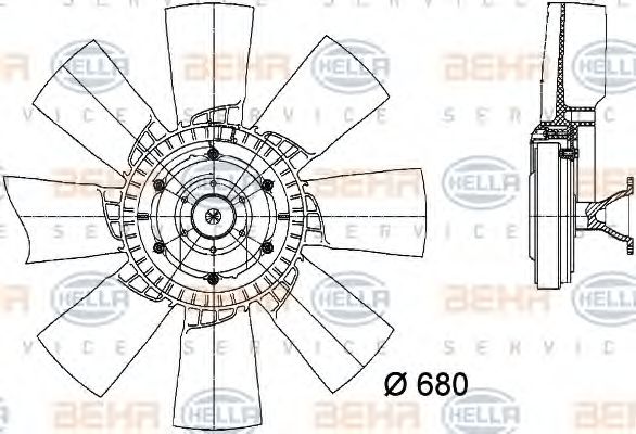 8MV 376 728-391 BEHR+HELLA+SERVICE Cooling System Fan, radiator
