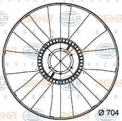8MV 376 728-771 BEHR+HELLA+SERVICE Fan Wheel, engine cooling