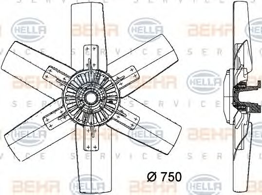 8MV 376 730-241 BEHR+HELLA+SERVICE Cooling System Fan, radiator