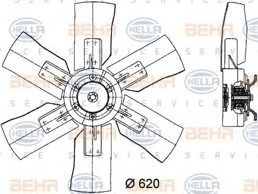 8MV 376 731-201 BEHR+HELLA+SERVICE Cooling System Fan, radiator